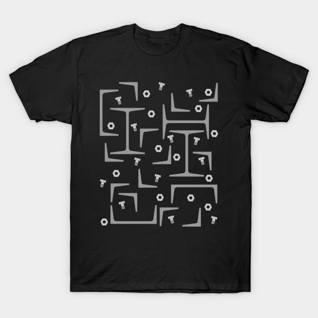 Nuts, Bolts, Angles and Steel Beams Pattern T-Shirt by Barthol Graphics